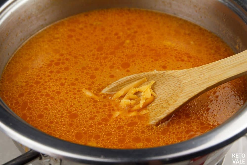 add cheese then simmer soup